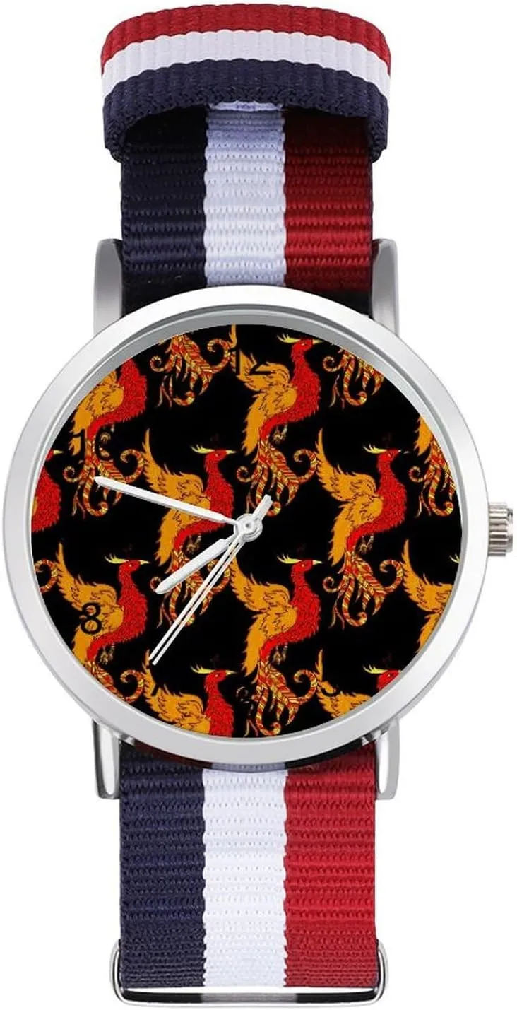Casual trapper encircle separable Watch Red Phoenix Nylon Braided Strap Outdoor Sport Business Wrist Watches Easy Reader Work 