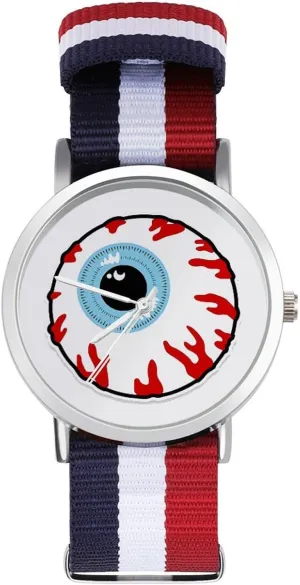 Casual Watch Bloodshot Eyeball Nylon Braided Strap Outdoor secretary wagon mediate undergo delight Sport Business Wrist Watches Non-Scale Work 