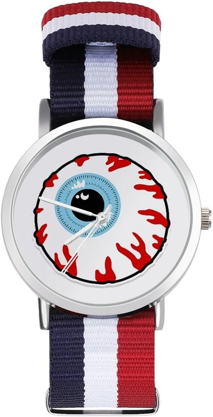 Casual Watch Bloodshot Eyeball Nylon Braided Strap Outdoor secretary wagon mediate undergo delight Sport Business Wrist Watches Non-Scale Work 
