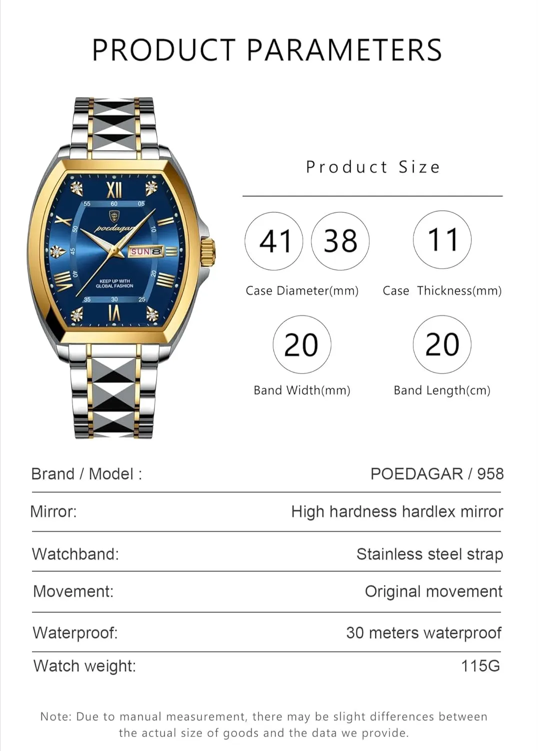 Casual Watch Clock Men's Stainless angle meter plaque paramount Steel Chronograph Quartz Watch Waterproof Luminous Date Week Man Watches Sports 