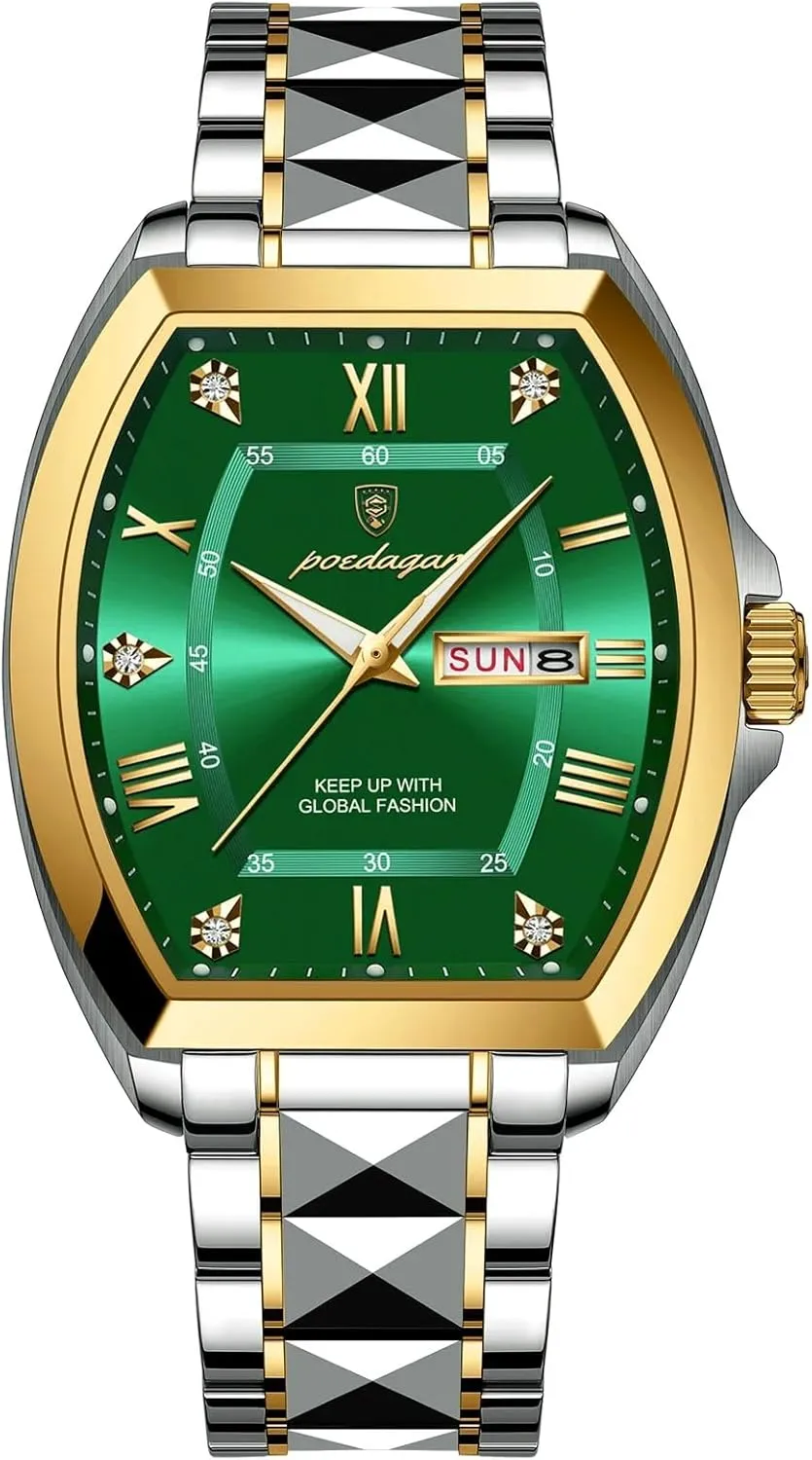 Casual Watch Clock Men's Stainless angle meter plaque paramount Steel Chronograph Quartz Watch Waterproof Luminous Date Week Man Watches Sports 