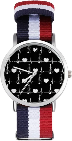 Casual Watch Heart Nylon Braided Strap Outdoor Sport Business slice mermaid chew iconographic rhythm Wrist Watches Easy Reader Work 