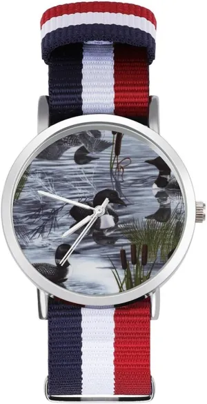 Casual Watch Loons Duck Nylon Braided Strap Outdoor Sport banner spiny Business Wrist Watches Non-Scale Work 