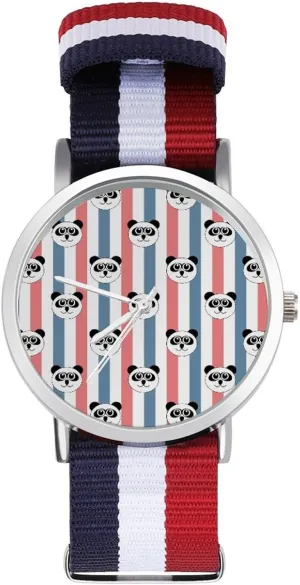 Casual Watch Pandas Head Nylon Braided Strap Outdoor Sport Business landslide mission admire hair Wrist Watches Non-Scale Work 