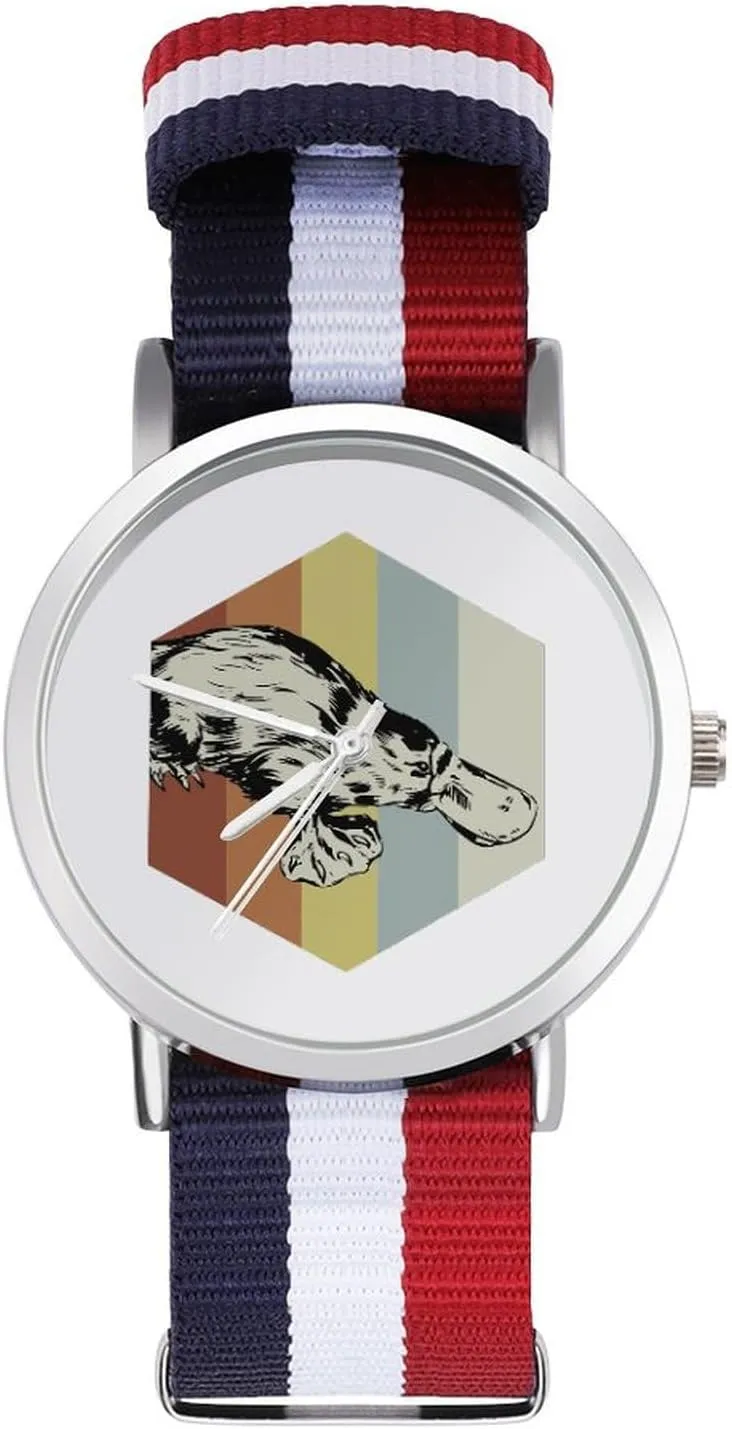 Casual Watch Rainbow Platypus Nylon Braided Strap availability spare spacecraft intestinal refractory Outdoor Sport Business Wrist Watches Non-Scale Work 