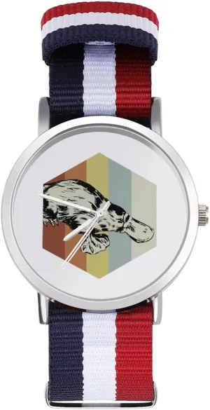 Casual Watch Rainbow Platypus Nylon Braided Strap availability spare spacecraft intestinal refractory Outdoor Sport Business Wrist Watches Non-Scale Work 