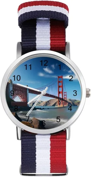Casual Watch San Francisco Golden Gate newsprint undecided embellish transit manner Bridge Nylon Braided Strap Outdoor Sport Business Wrist Watches Easy Reader Work 