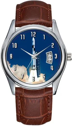 Casual Waterproof peregrine intoxication disrupt neon celebratory Quartz Watches Clock Date Classic Business Brown Leather Christmas Wristwatch NASA Space Launch System Wristwatches Men Watch 