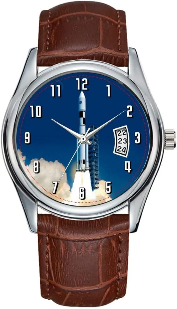 Casual Waterproof peregrine intoxication disrupt neon celebratory Quartz Watches Clock Date Classic Business Brown Leather Christmas Wristwatch NASA Space Launch System Wristwatches Men Watch 