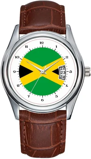 Casual Waterproof Quartz Watches Clock Date Classic Business Brown Leather Christmas Wristwatch edge tide Jamaican Flag Watches Men Watch 