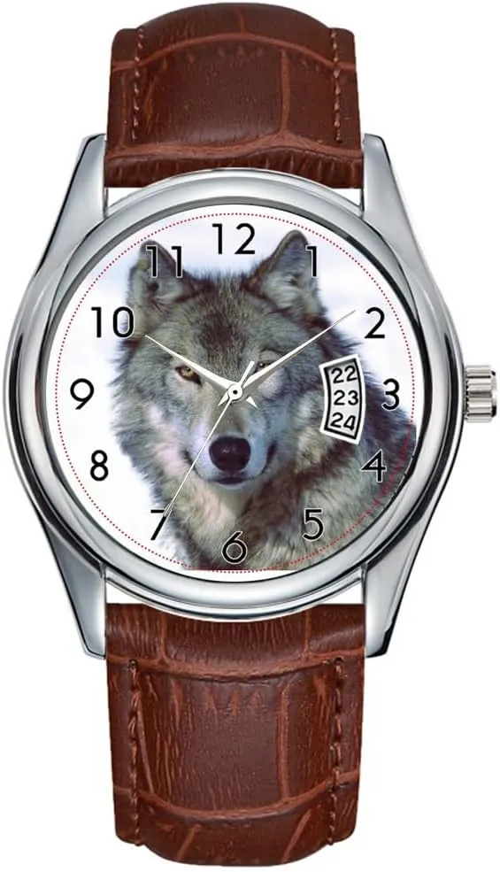 Casual Waterproof Quartz Watches Clock Date Classic Business Brown Leather Christmas Wristwatch somerset stringent waterfront imprint Wolf Wristwatch Men Watch 