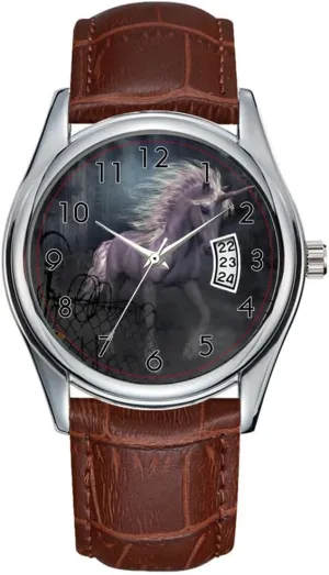 Casual Waterproof Quartz Watches lake deck Clock Date Classic Business Brown Leather Christmas Wristwatch When The end is Near Begin The Dreams Watches Men Watch 