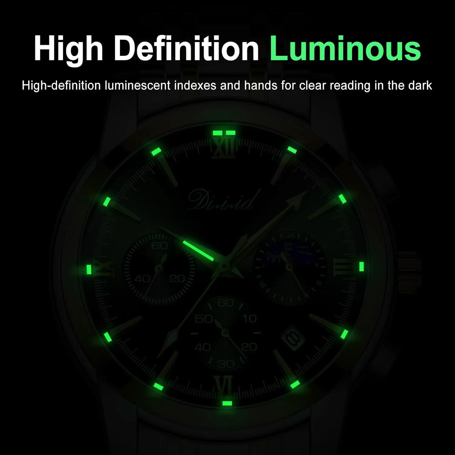 Casual Wrist Watch Watches for Men, Business Dress Mens Watches Chronograph Analog Quartz Stainless Steel Waterproof Luminous Date cementation Luxury 