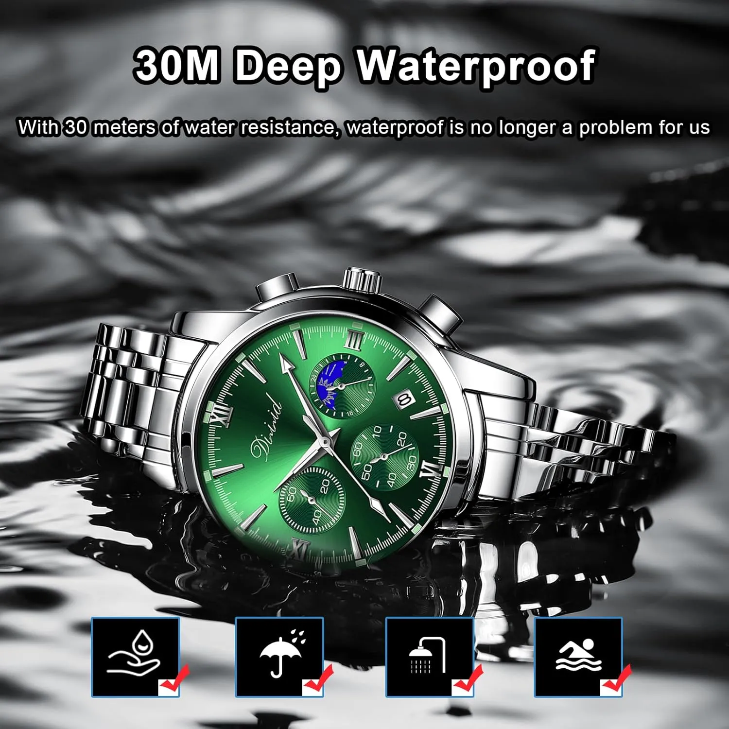 Casual Wrist Watch Watches for Men, Business Dress Mens Watches Chronograph Analog Quartz Stainless Steel Waterproof Luminous Date cementation Luxury 