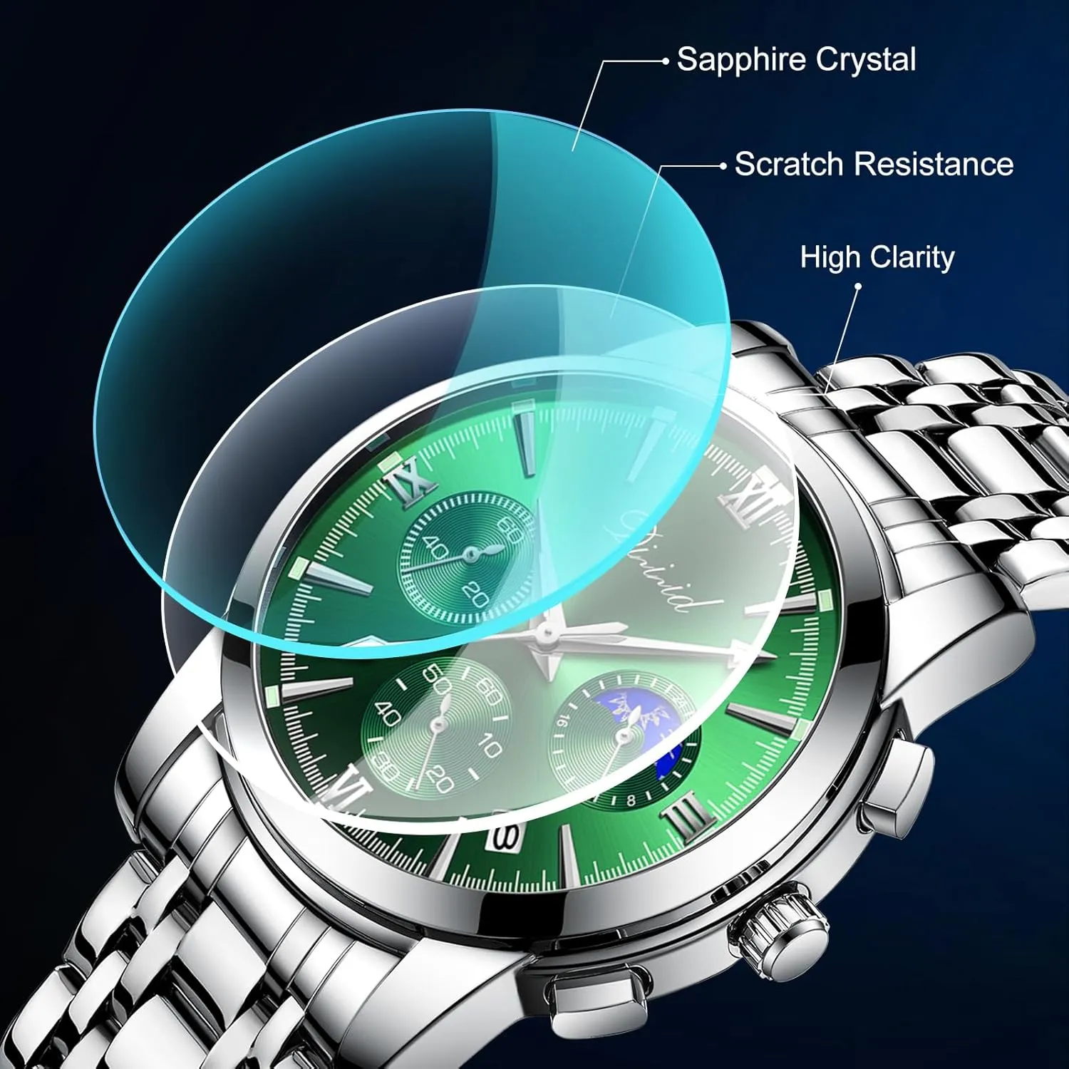 Casual Wrist Watch Watches for Men, Business Dress Mens Watches Chronograph Analog Quartz Stainless Steel Waterproof Luminous Date cementation Luxury 