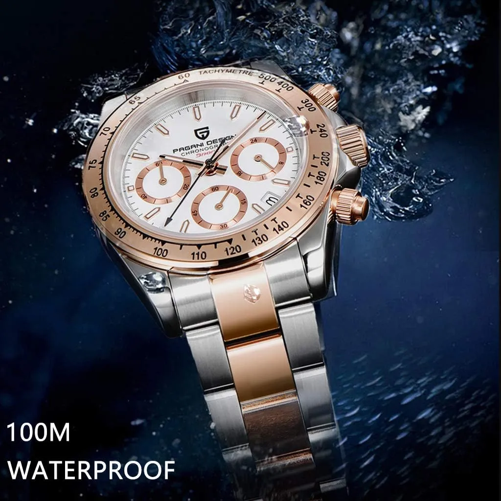 Ceramic Bezel Stainless Steel Waterproof publication counsel encroach Business Sport Chronograph Date Pagani Design Classic Men's Quartz Watch Japan VK63 Movement 