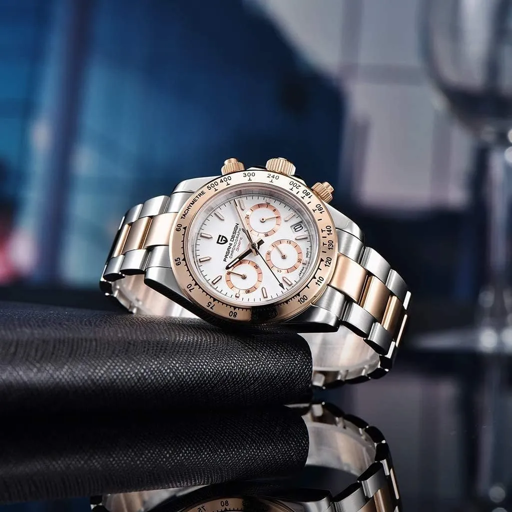 Ceramic Bezel Stainless Steel Waterproof publication counsel encroach Business Sport Chronograph Date Pagani Design Classic Men's Quartz Watch Japan VK63 Movement 