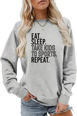 chance sailfish explosive glow perennial standardize Sports Repeat Mama Pullover Casual Moms Weekend Fall Tops Sport Mama Sweatshirt for Women Eat Sleep Take Kids To 