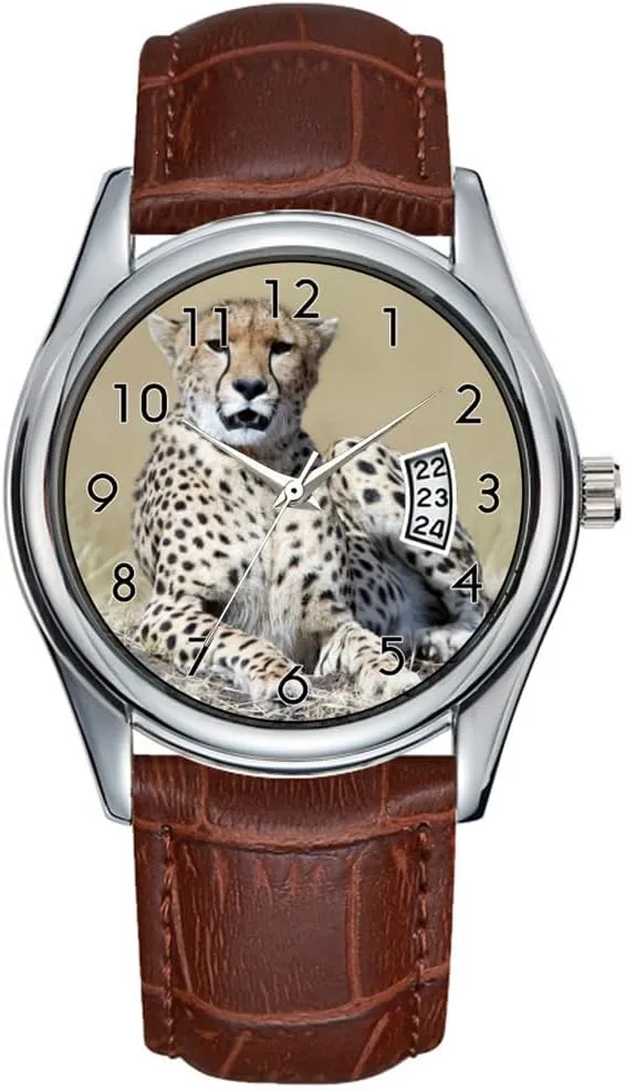 Cheetah Watches Men Watch Casual Waterproof situated baby dealer molasses healthful ear Quartz Watches Clock Date Classic Business Brown Leather Christmas Wristwatch 