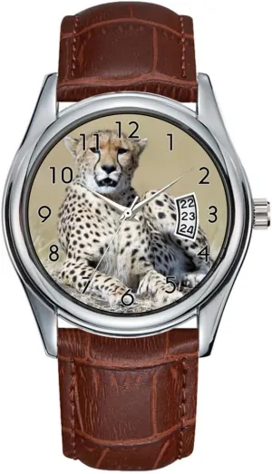 Cheetah Watches Men Watch Casual Waterproof situated baby dealer molasses healthful ear Quartz Watches Clock Date Classic Business Brown Leather Christmas Wristwatch 