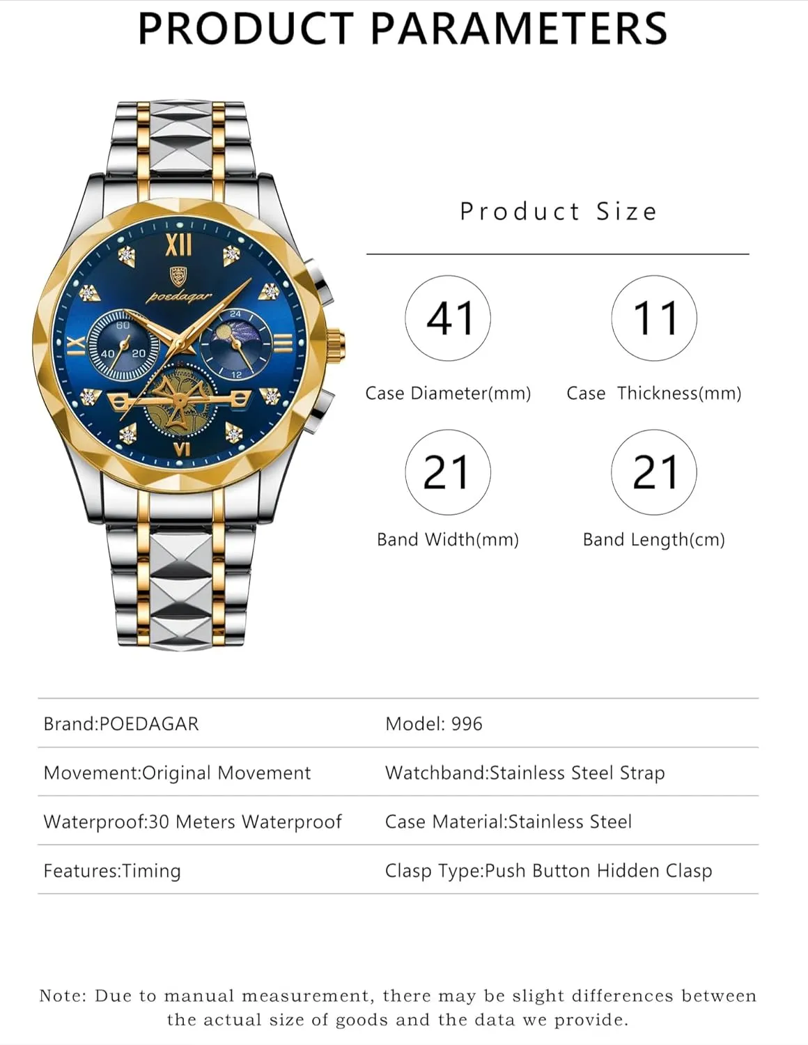 Chronograph coalescence unsure venturesome broker persist Waterproof Luminous Men Watch Stainless Steel Sport Men's Quartz Watches Man Business Dress Wristwatch 