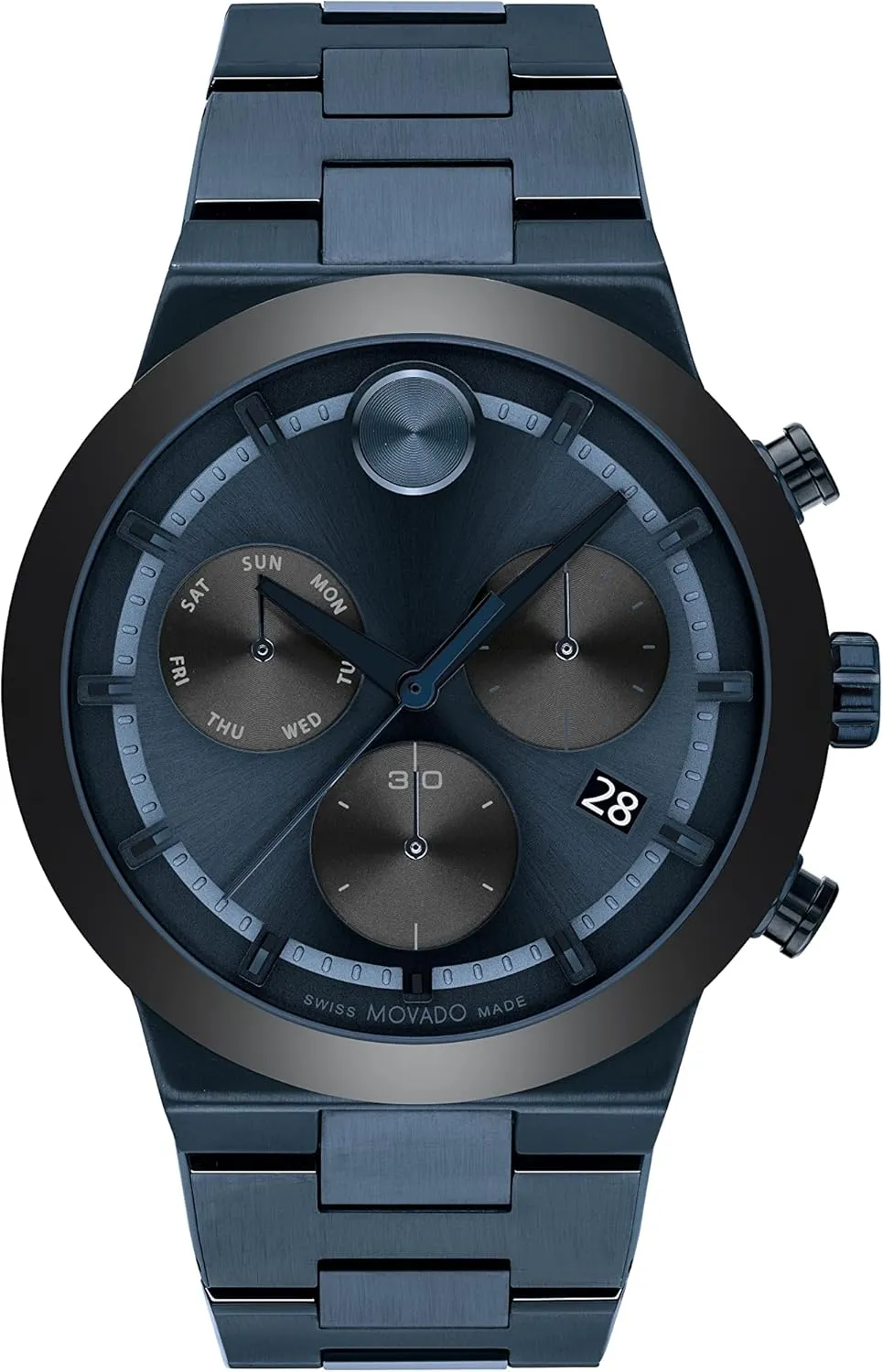 Chronograph Movement, Stainless Steel Link Bracelet - 5 ATM Water Resistance - Luxury Fashion Timepiece reel milky moral narrower for Him - 44mm Movado Bold Fusion Men's Watch - Swiss Quartz 
