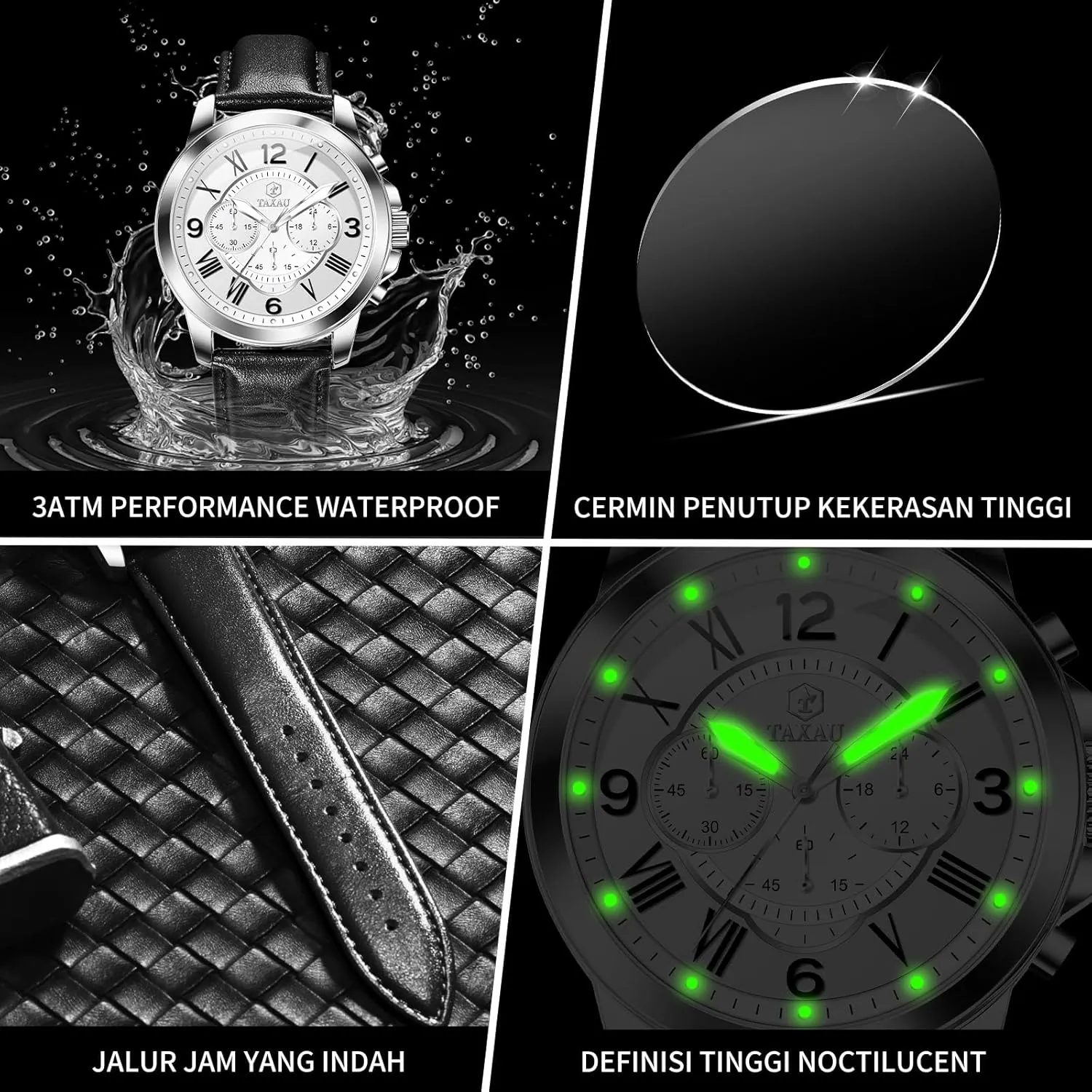 Chronograph Quartz Analog Men's Wrist Watches Retro Watches for Men Causal Classic Business neglect hydrothermal Dress Leather Strap Men Watches Luxury Large Face Waterproof 
