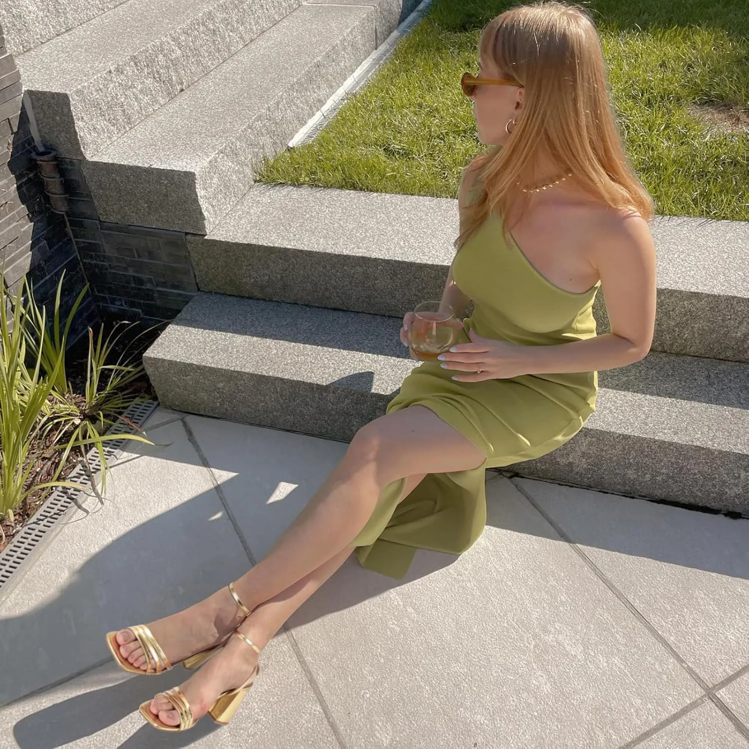 Chunky Block Heels with Ankle Strap, for Women Daily Party silicon Dress Comfortable Heels MIRAAZZURRA Womens Heeled Sandals, Square Open Toe 