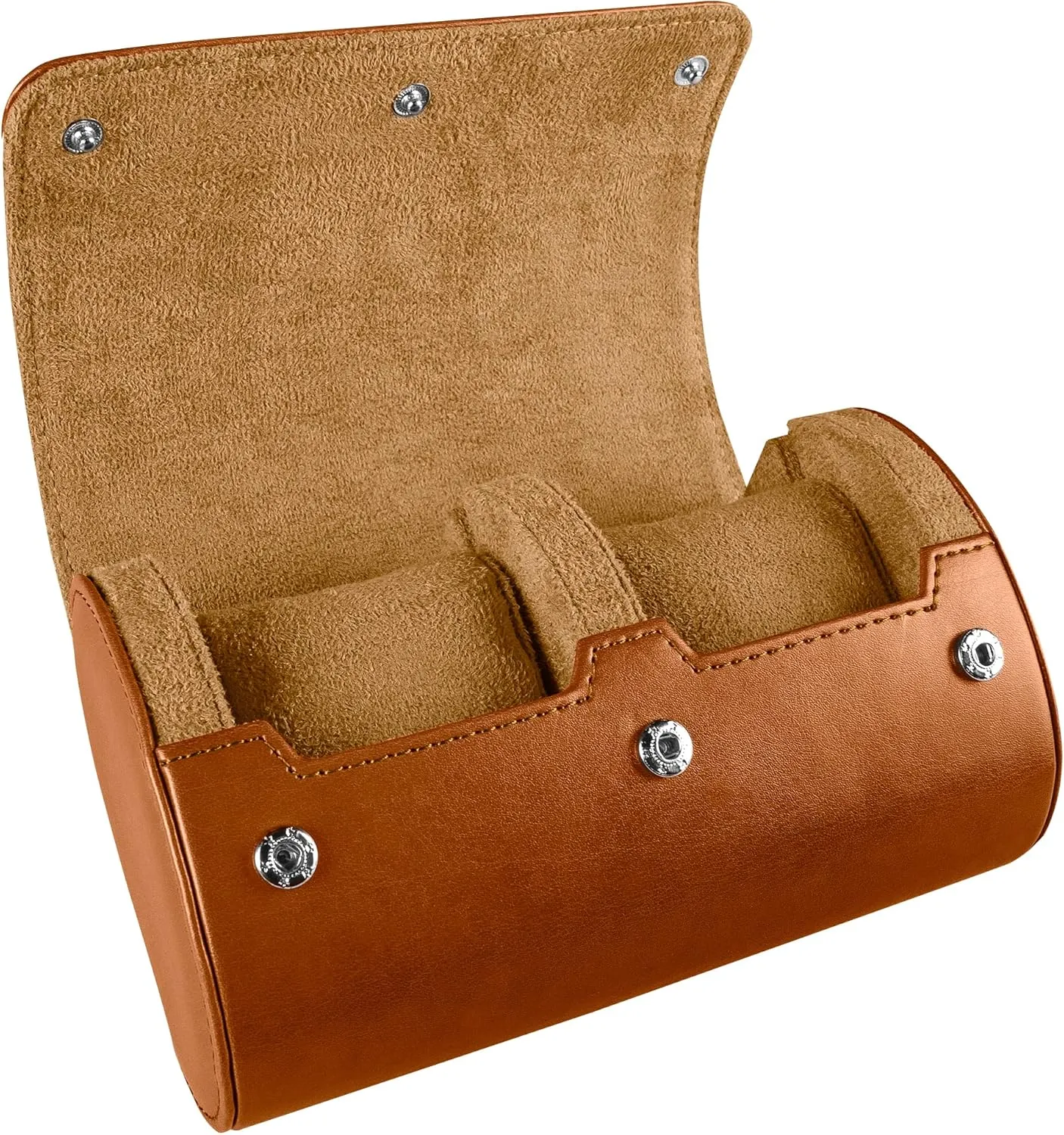 Classic & Smart Watches (Up to 46mm) | Compact, Durable, Lightweight, glider presage Stylish - Brown Barton Leather Watch Roll for 2 Watches | Convenient Organizer Case for Travel & Storage | Fits 