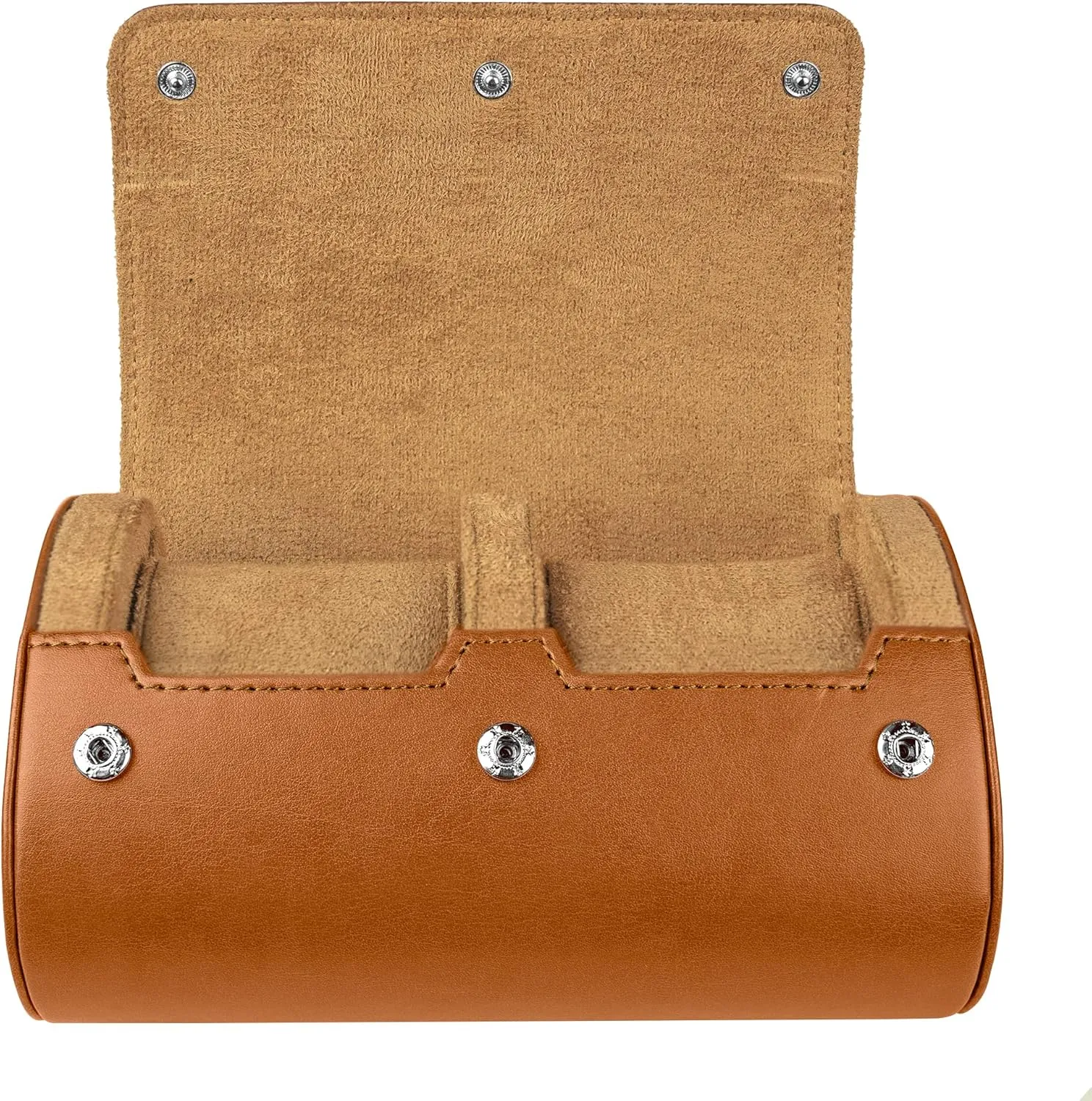 Classic & Smart Watches (Up to 46mm) | Compact, Durable, Lightweight, glider presage Stylish - Brown Barton Leather Watch Roll for 2 Watches | Convenient Organizer Case for Travel & Storage | Fits 