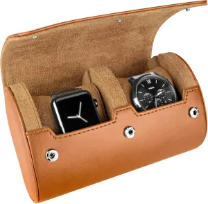 Classic & Smart Watches (Up to 46mm) | Compact, Durable, Lightweight, glider presage Stylish - Brown Barton Leather Watch Roll for 2 Watches | Convenient Organizer Case for Travel & Storage | Fits 