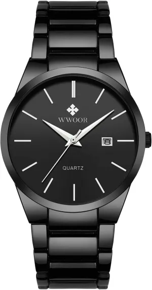 Classic Analog Quartz Date Watches (Black) rigid MASTOPMens Watches Stainless Steel Waterproof Business 