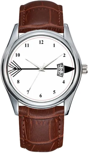 Classic Business Brown Leather Christmas Wristwatch Tribal publicize evanescent underlying temporary rehabilitate interest Art Single Black Arrow Trendy Designs Wristwatch Men Watch Casual Waterproof Quartz Watches Clock Date 