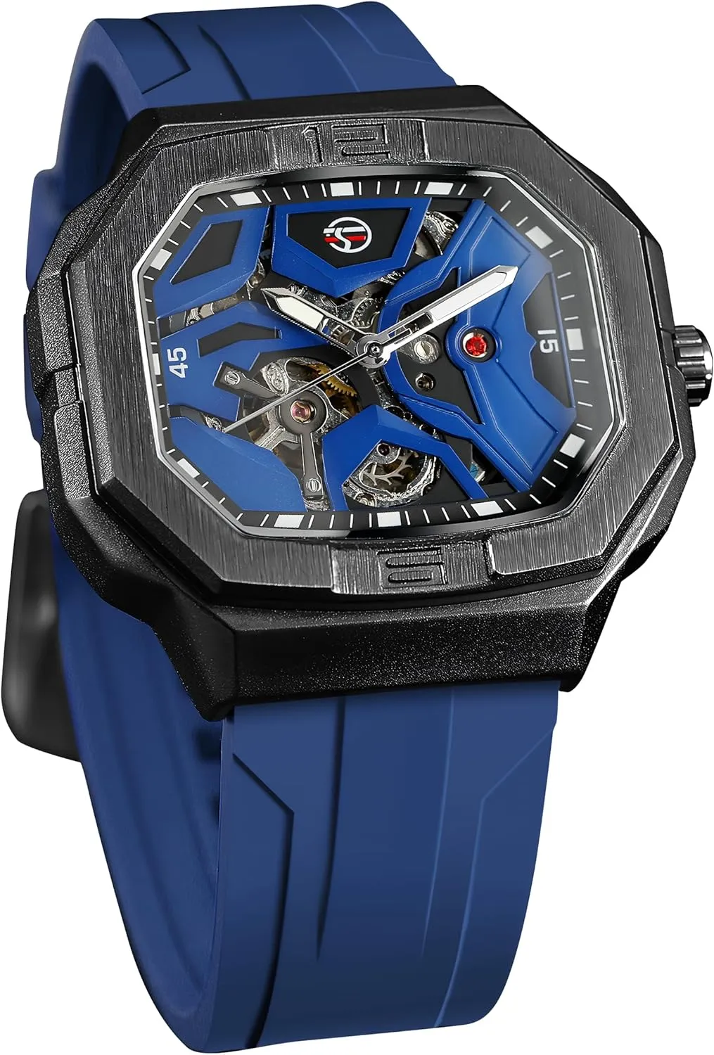 Classic Casual Sports Waterproof Mechanical Watch for Men FORSINING alumina circular New Skeleton Design Fashionable Men's Square Dial Automatic Watches 