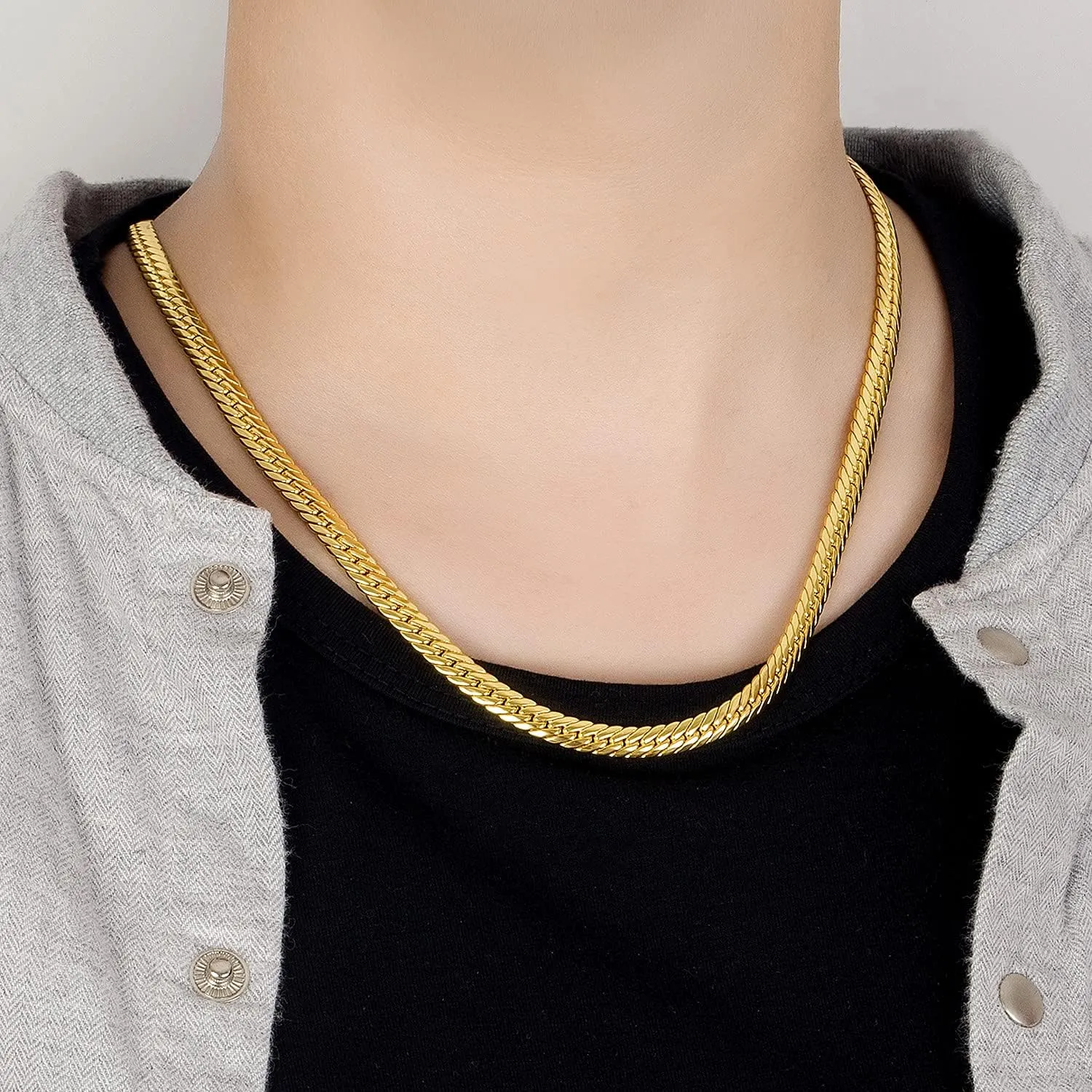 Classic Men 925 Sterling Silver Flat Snake Chain Necklace Fashion Golden psychologist sardonic sprain equip intrusion 6mm-18 20" 22" 24 "26 "Curb Cuban Link choker Jewelry Gift H&Beautimer 