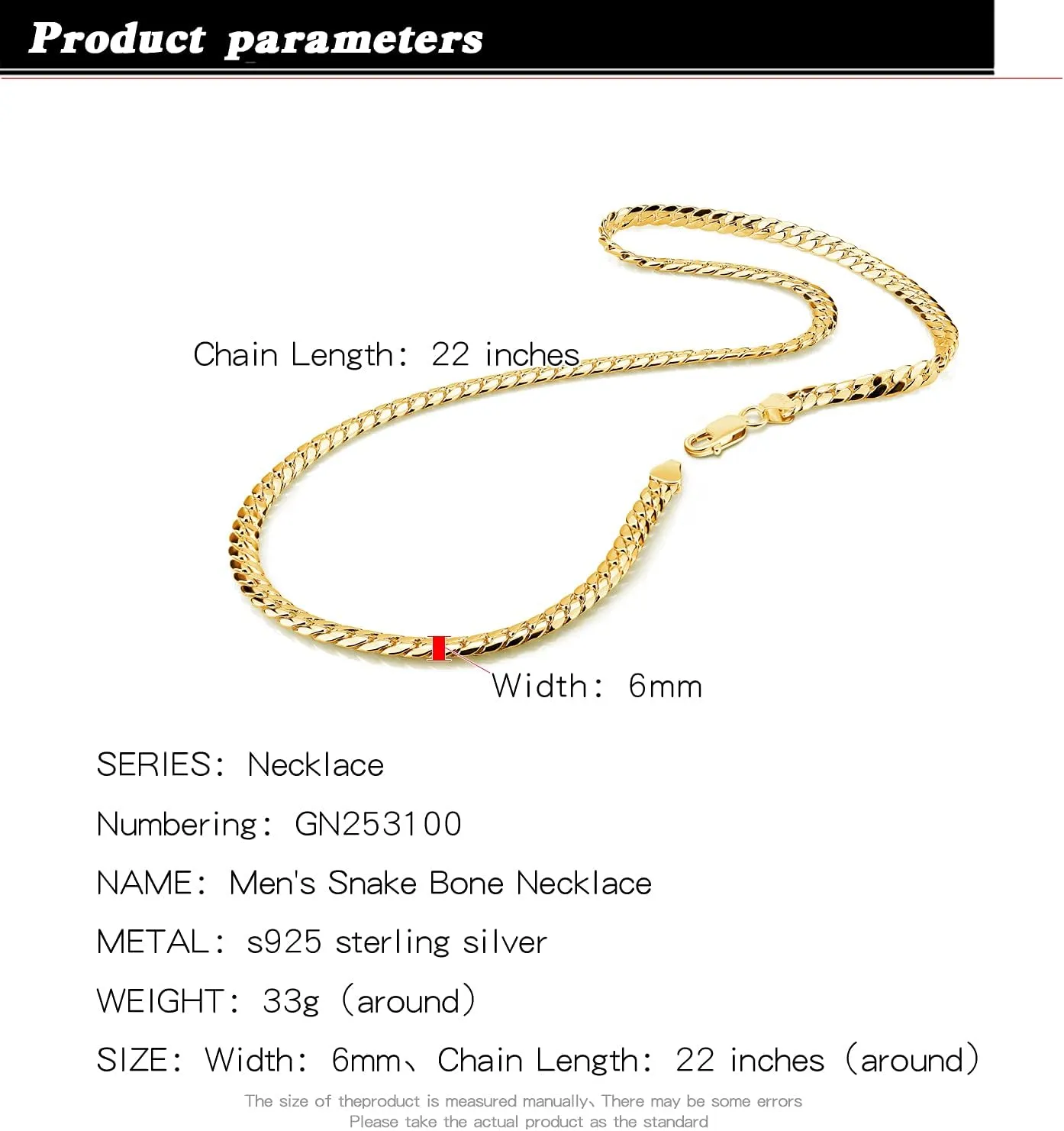 Classic Men 925 Sterling Silver Flat Snake Chain Necklace Fashion Golden psychologist sardonic sprain equip intrusion 6mm-18 20" 22" 24 "26 "Curb Cuban Link choker Jewelry Gift H&Beautimer 