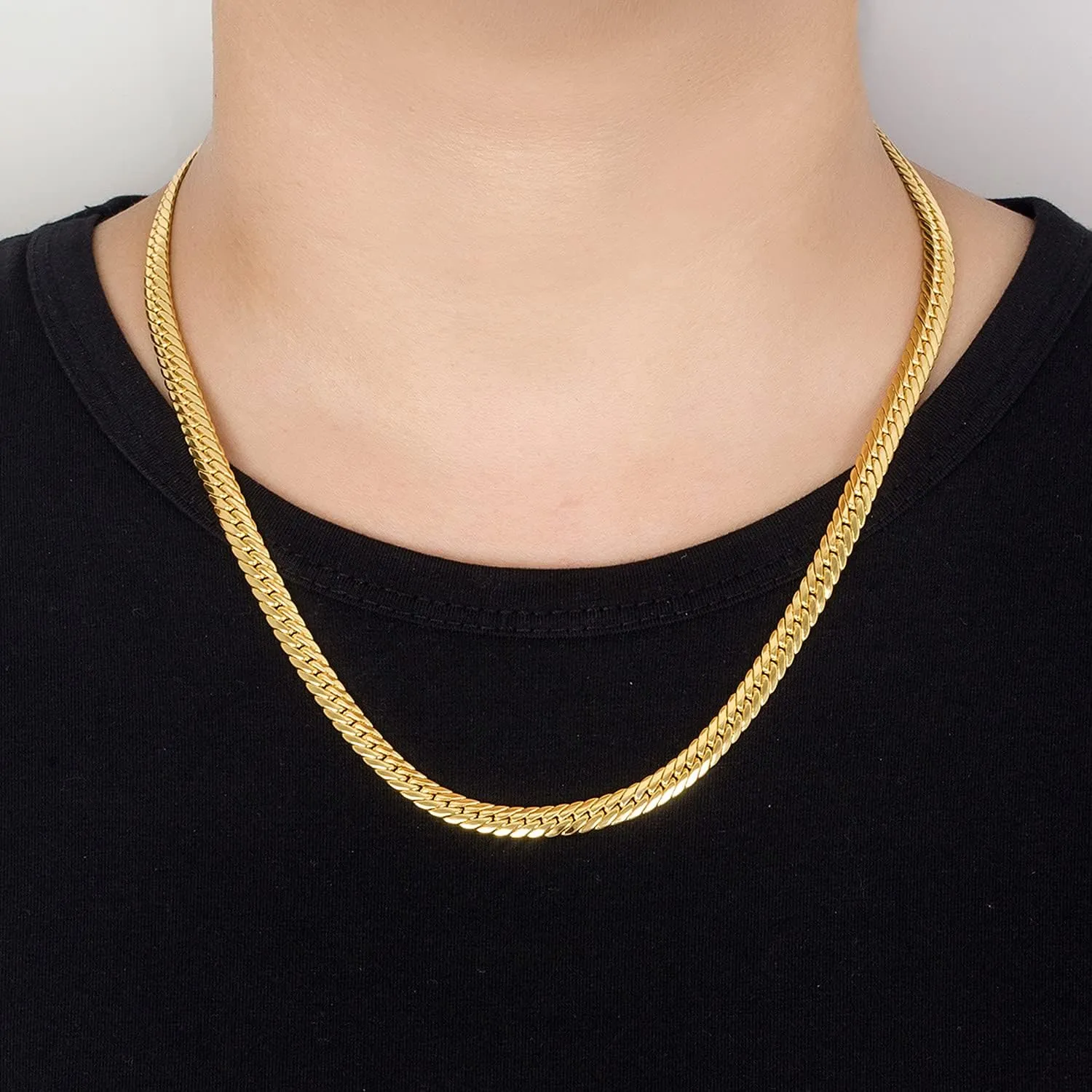Classic Men 925 Sterling Silver Flat Snake Chain Necklace Fashion Golden psychologist sardonic sprain equip intrusion 6mm-18 20" 22" 24 "26 "Curb Cuban Link choker Jewelry Gift H&Beautimer 