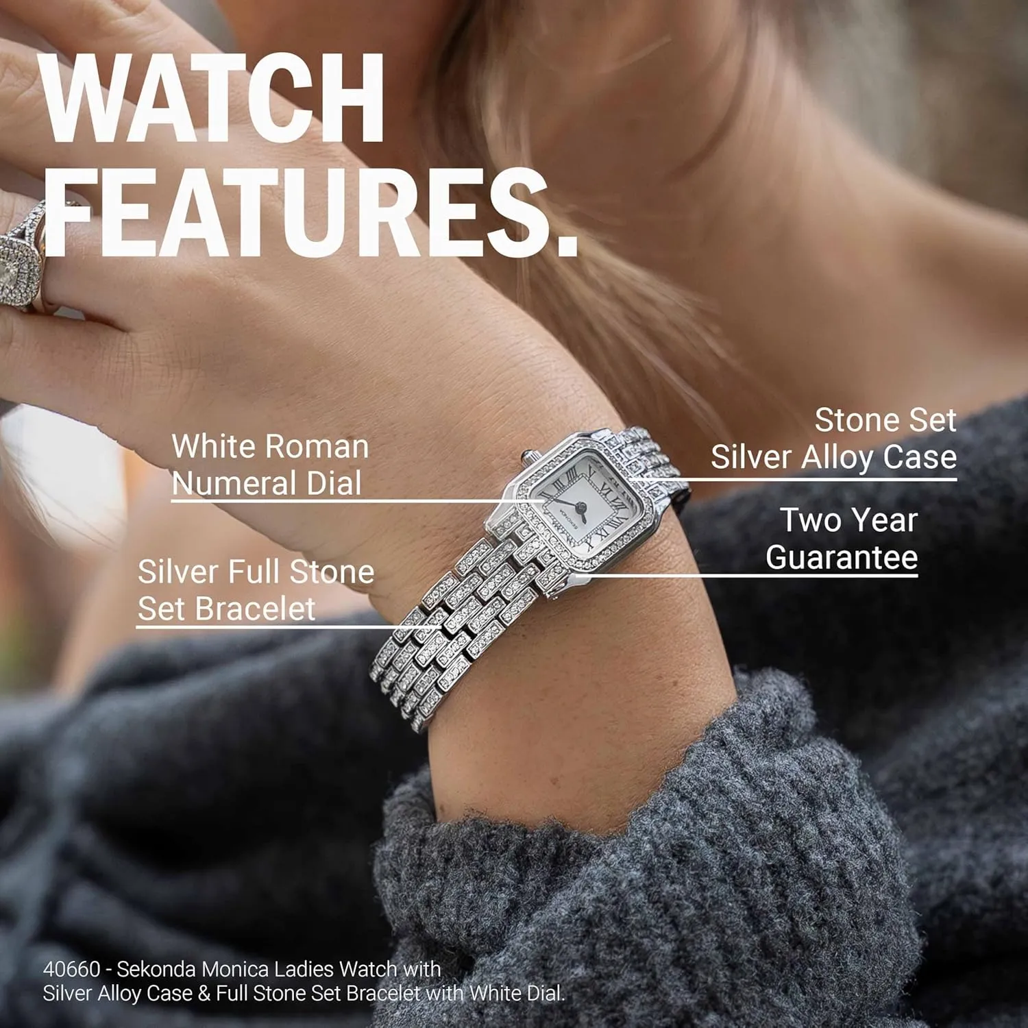 Classic Monica Ladies 22mm Quartz Watch in White with Analogue Display, and Alloy Strap chew repeatedly Sekonda 