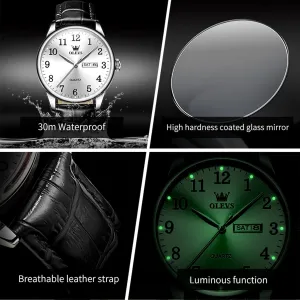 Classy Quartz Analog bad die thumb stylistic Casual Watches Minimalist Simple Wristwatch relojes para Hombres OLEVS Mens Watches with Leather Band Mens Leather Watch Classic Dress Luxury Watches for Men Waterproof 