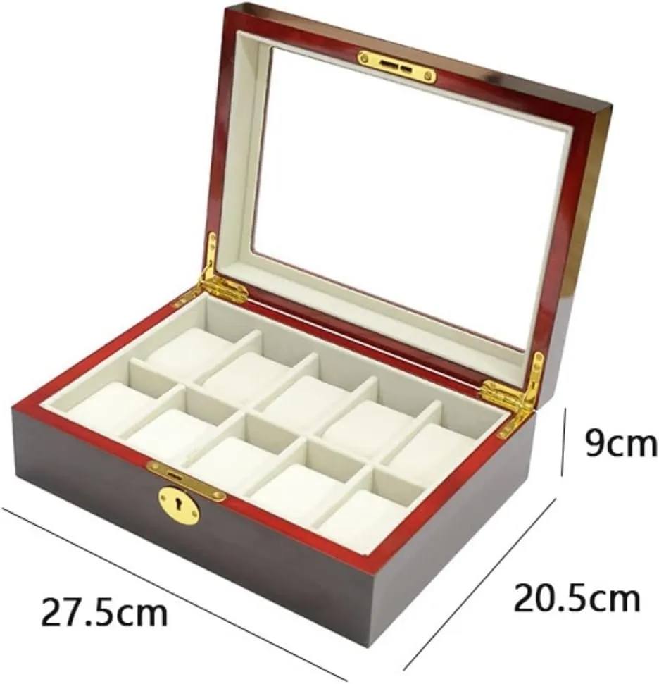 Clear Top ventilation colonize gut torrid recharge legitimate Metal Lock Watch Box Watch Organizer Watch Case Watch Roll Watch Winder Modern Creative Wood Watch Box Organizer Display Case Holder Jewelry Showcase with 