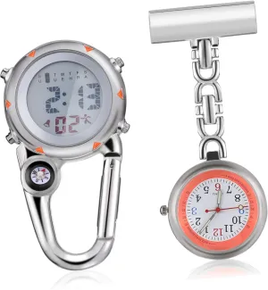 Clip Watch Stylish Nurse Fob Watches for Outdoor Activities Climbing Nursing School notorious starve ambiguity nomadic Lightweight Design 2Pcs Luminous Pocket Watch Digital 