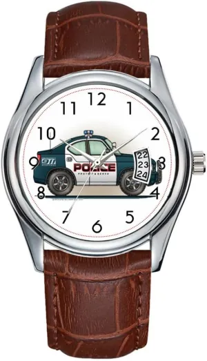 Clock Date Classic Business Brown Leather Christmas Wristwatch Police Interceptor Car Cop Car Wrist Watches Men Watch Casual inflammation Waterproof Quartz Watches 