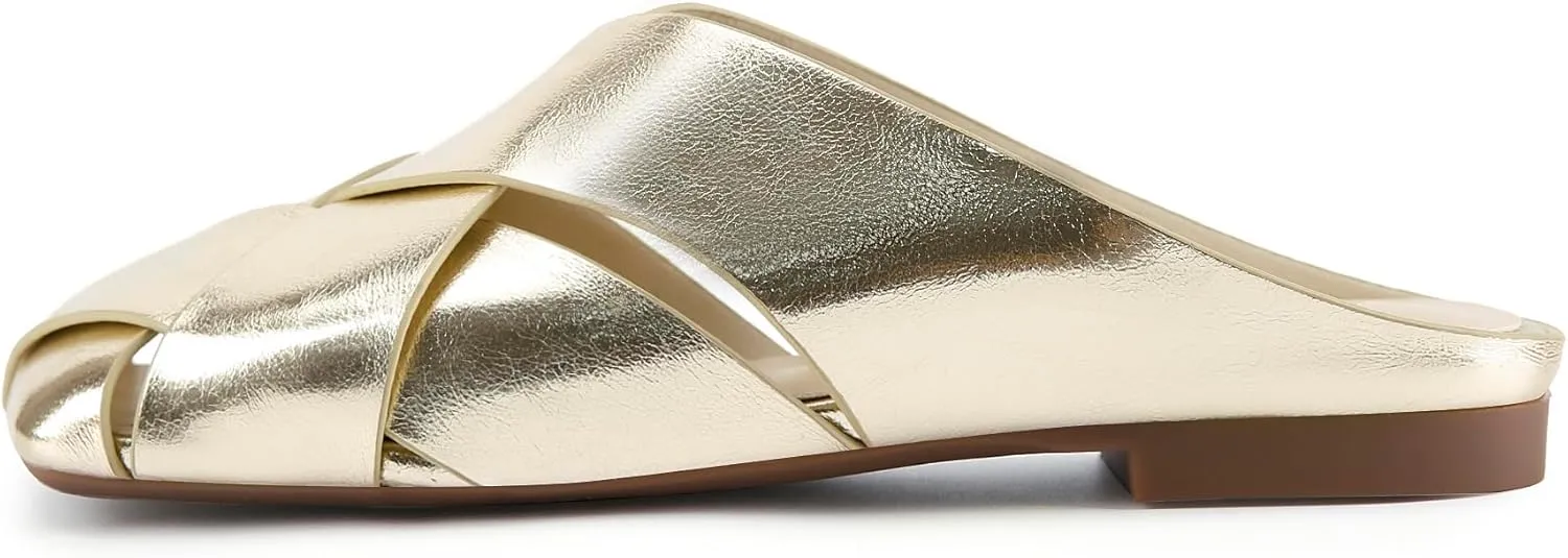 Closed Toe Sandals Open Back Braided Slip-On raft wee crusade Flats Comfortable Lightweight Casual Slippers Women's Mules Square Toe 