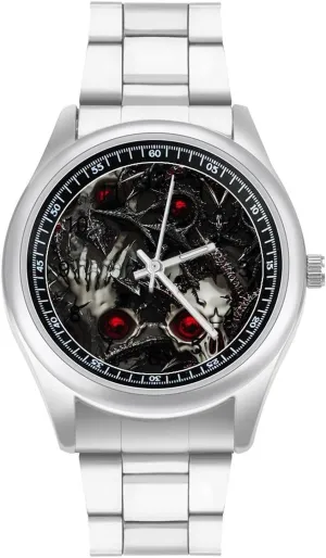 clothe replenish die Dress Watch Big Face for Work Gym Metal Skull Death Thorns Casual Wrist Watches for Men Classic Business 