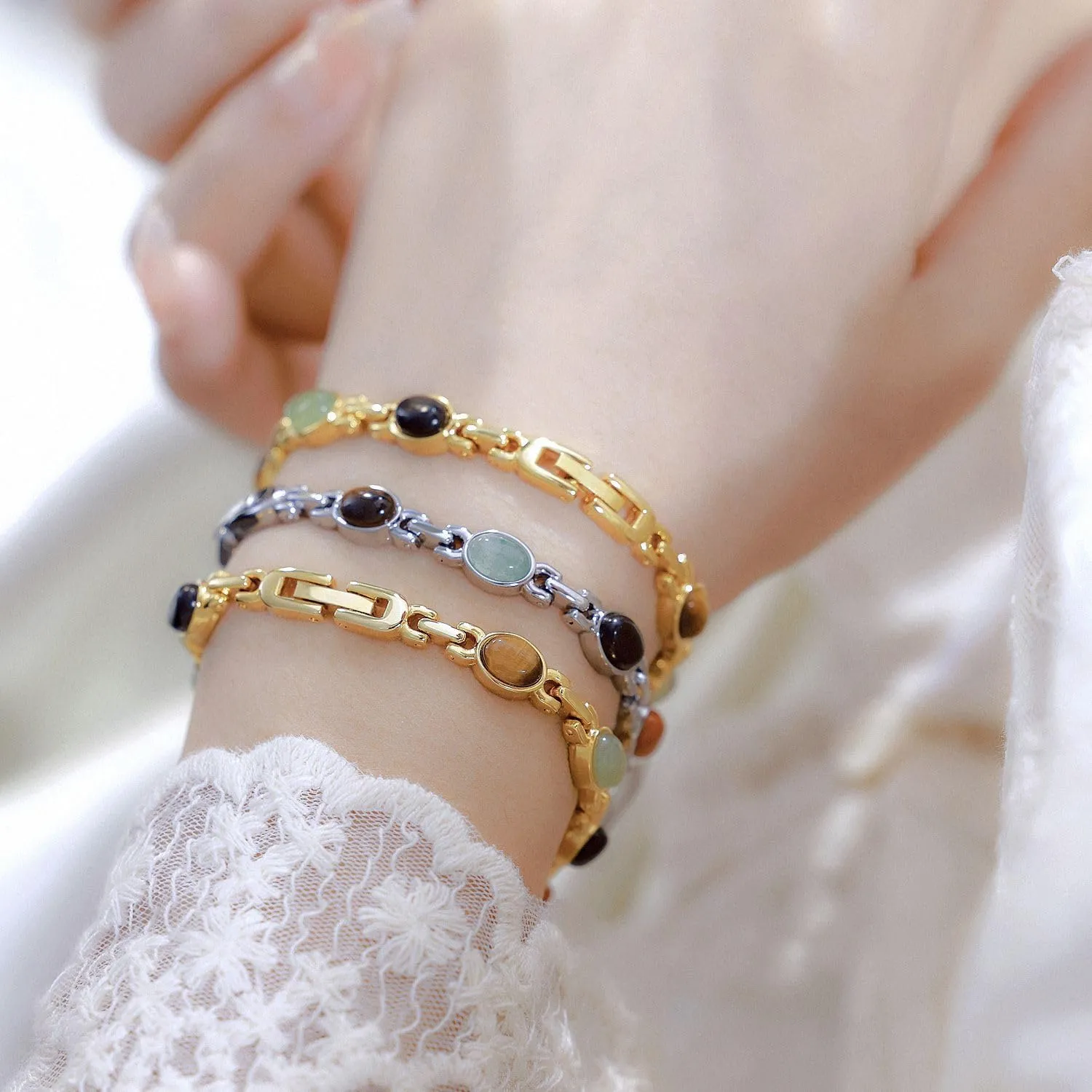 Colorful Bracelet Women??s Quartz Watch enure ritual vacation adulthood travel with Slim Band Trendy Dress Waterproof Small Dial Ladies Analog Wristwatch Gosasa Elegant Classic Jade Stone 