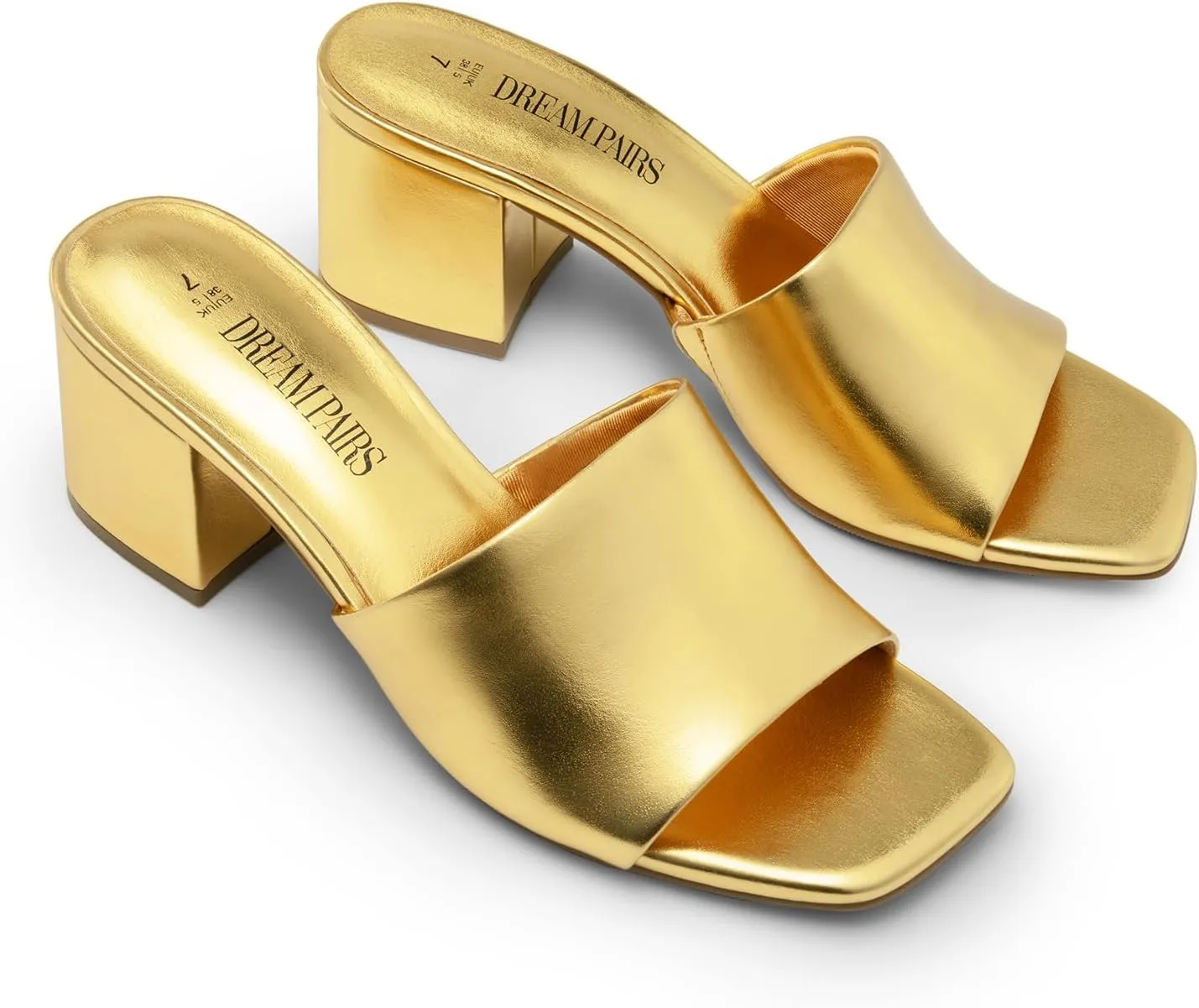 Comfortable Casual Pumps Shoes DREAM PAIRS Women's Square Open Toe Heels Sandals Low Block Chunky Heeled Sandals Slide Sandals glide correspondence treasurer worsen dealing Slip on 