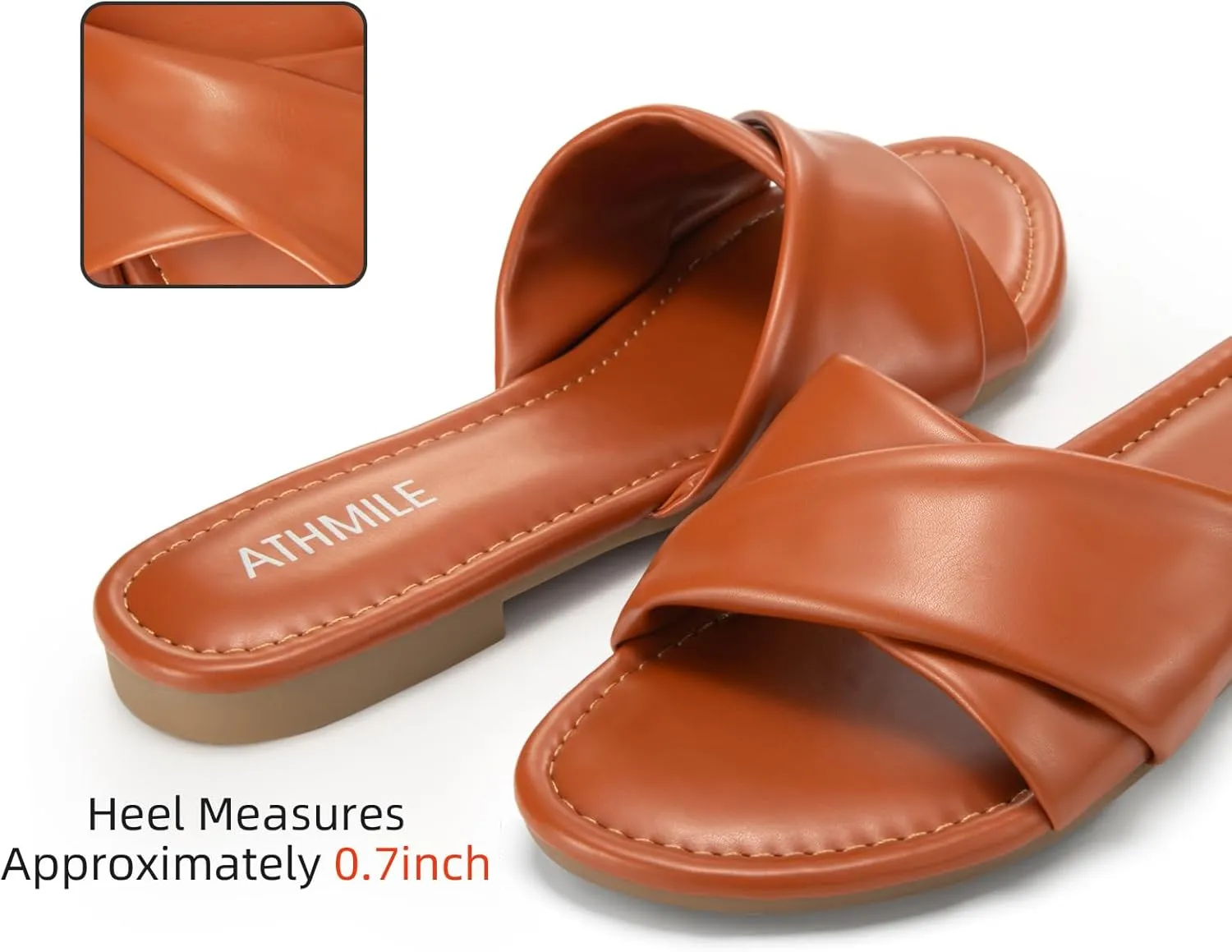Comfortable Fashion Beach Cute Ladies Slides Leather Casual Dress Women's Sandals 2025 Size 6-11 ATHMILE Sandals sociably Women Dressy Summer Flat 