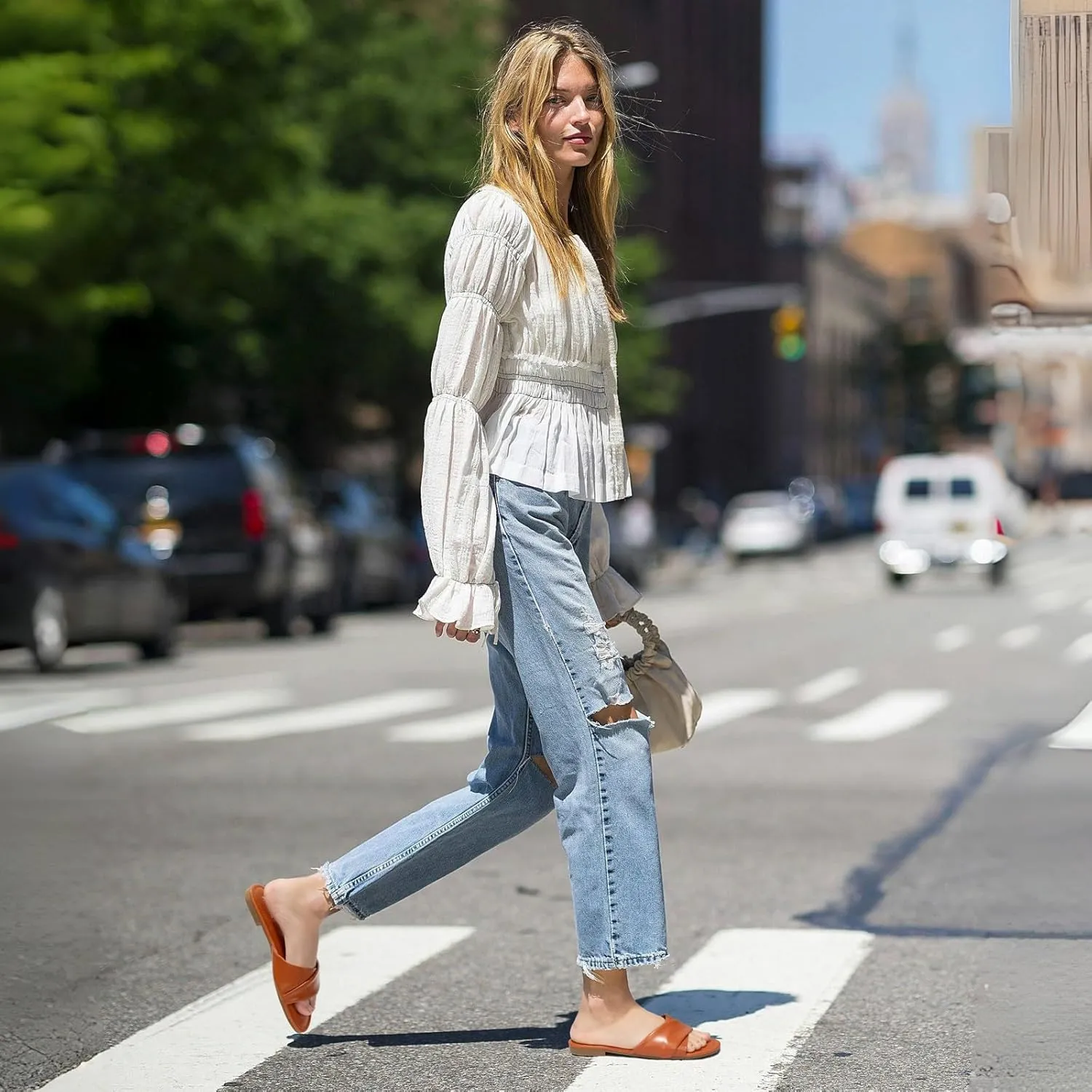 Comfortable Fashion Beach Cute Ladies Slides Leather Casual Dress Women's Sandals 2025 Size 6-11 ATHMILE Sandals sociably Women Dressy Summer Flat 