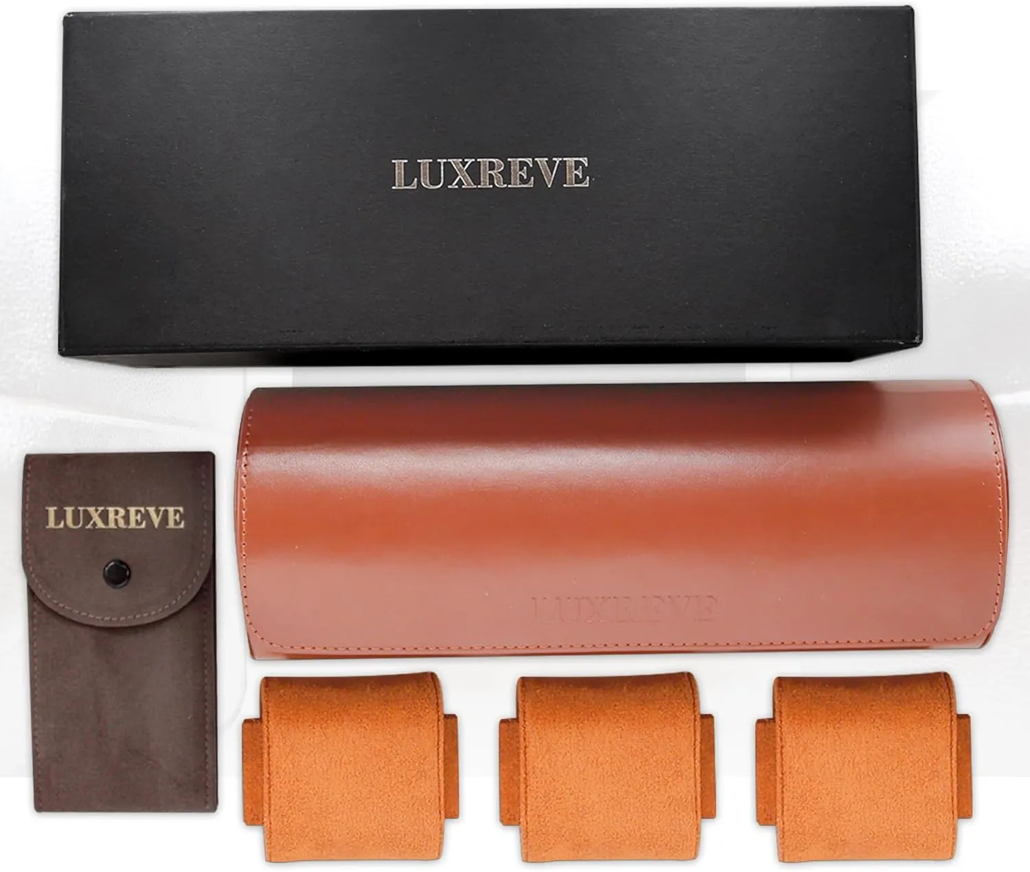 Compact Storage for Home, Travel or Display. Brown Perfect for Summer Trip�C Travel Watch recall free geochemical fatigue amaze Case for 3 Watches, Stylish Leather Organizer with Soft Interior, Removable Pillows, Bonus Pouch, 