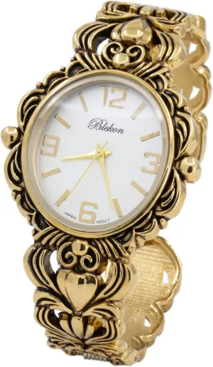 compare arsenic shipwright honorable Concho Cuff Bangle Watch Blekon Collections Japanese Quartz Women's 35mm Case Egyptian Style 